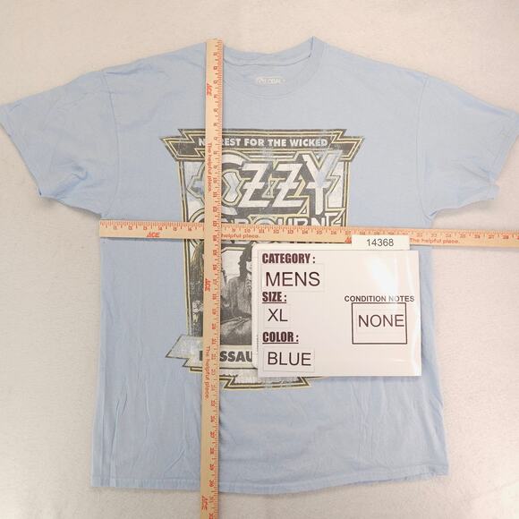 Ozzy Ozborn No Rest For the Wicked Band Crew Neck T Shirt Mens Size XL Blue - Picture 5 of 9